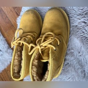 Yellow mustard high top uggs